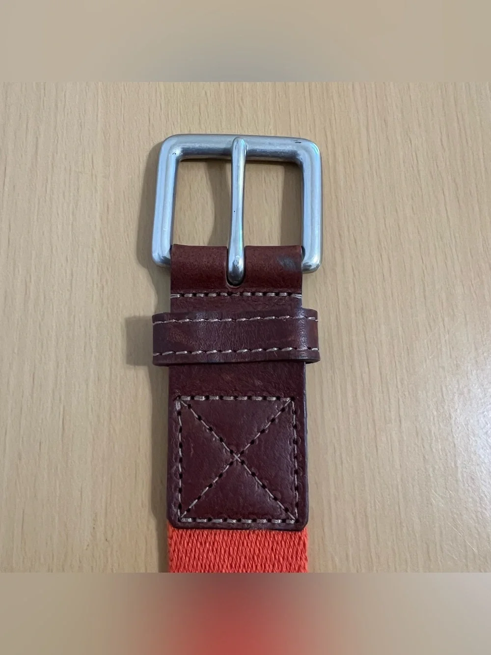 Vtg Rare Eddie Bauer Orange Canvas and Leather Surcingle Belt Size 44 England
